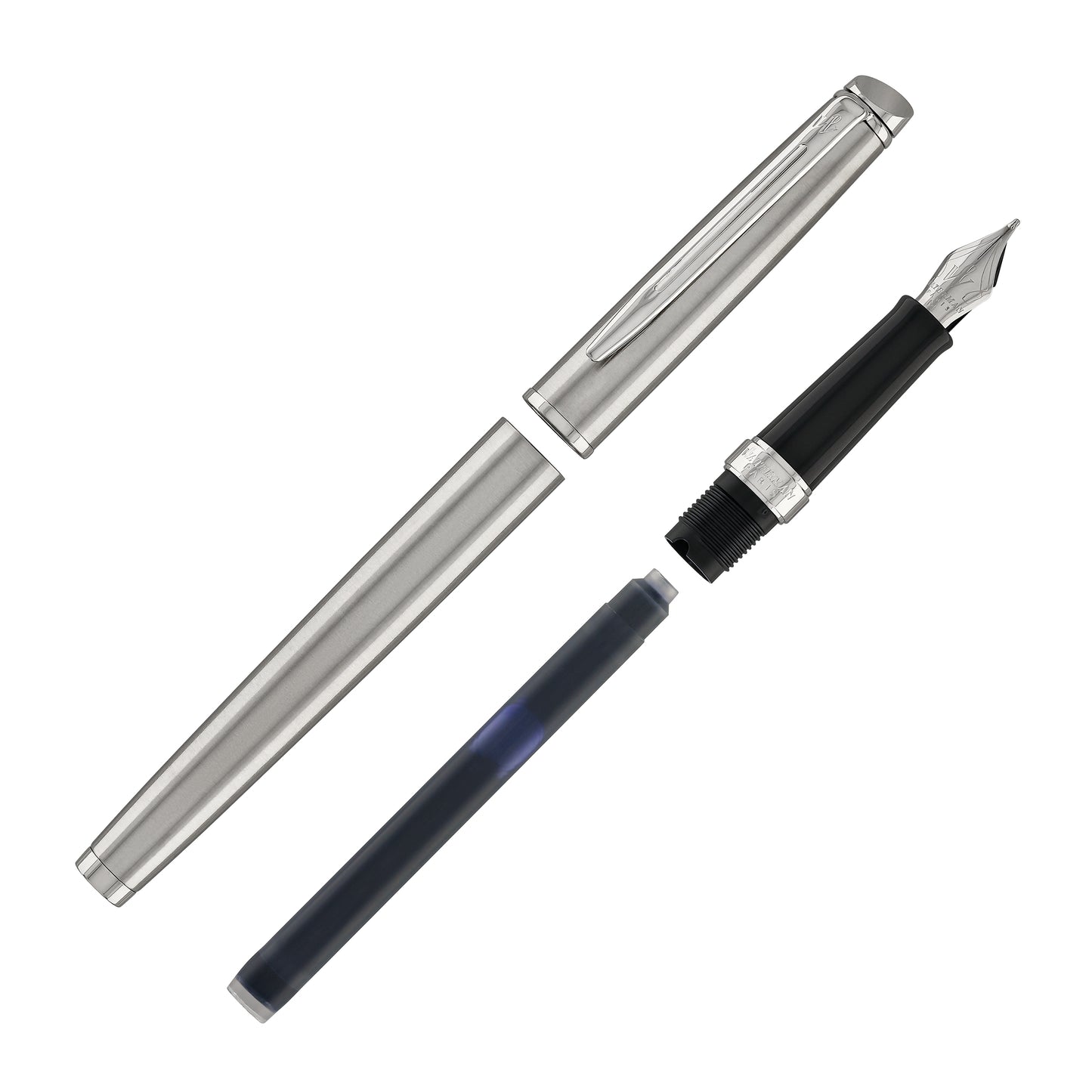 Waterman Hemisphere Fountain Pen in Stainless Steel with Chrome Trim