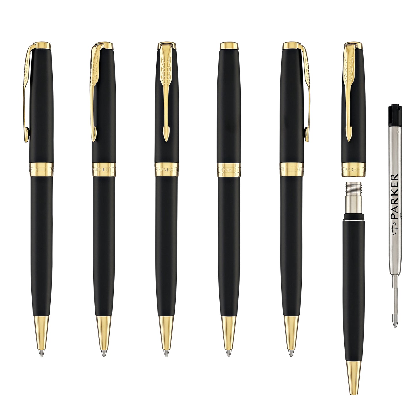Parker Sonnet Retractable Ballpoint Pen in Matte Lacquered Black with Gold Trim