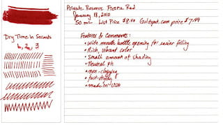 Review : Private Reserve Fiesta Red Fountain Pen Ink