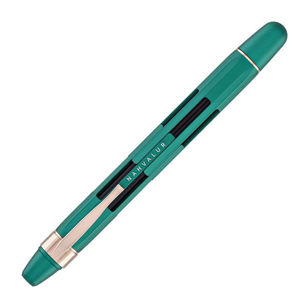 Nahvalur Eclipse Retractable Fountain Pen in Emerald with Gold Trim