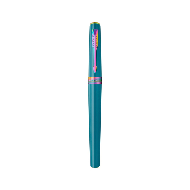 Parker Meridian Fountain Pen in Teal Lacquer with Rainbow Trim