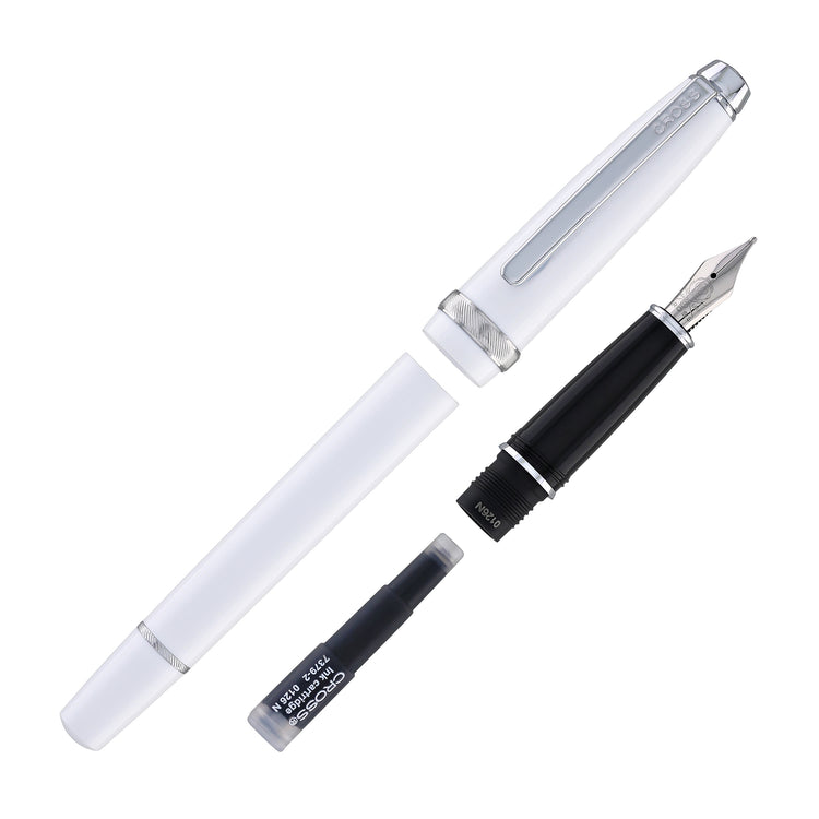 Cross Lume Fountain Pen in Porcelain White with Polished Chrome Appointments - Medium Nib