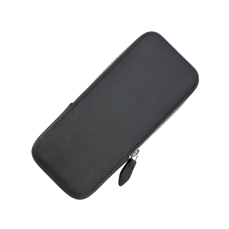 Visconti Classic Black Leather 3 Pen Case with Red Lining