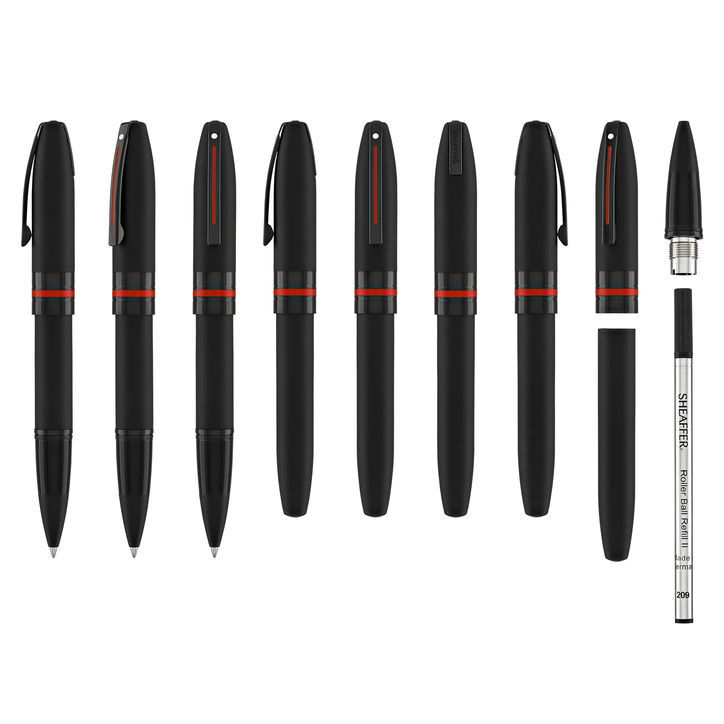 Sheaffer Icon Rollerball Pen in Matte Black Lacquer with Red PVD Trim