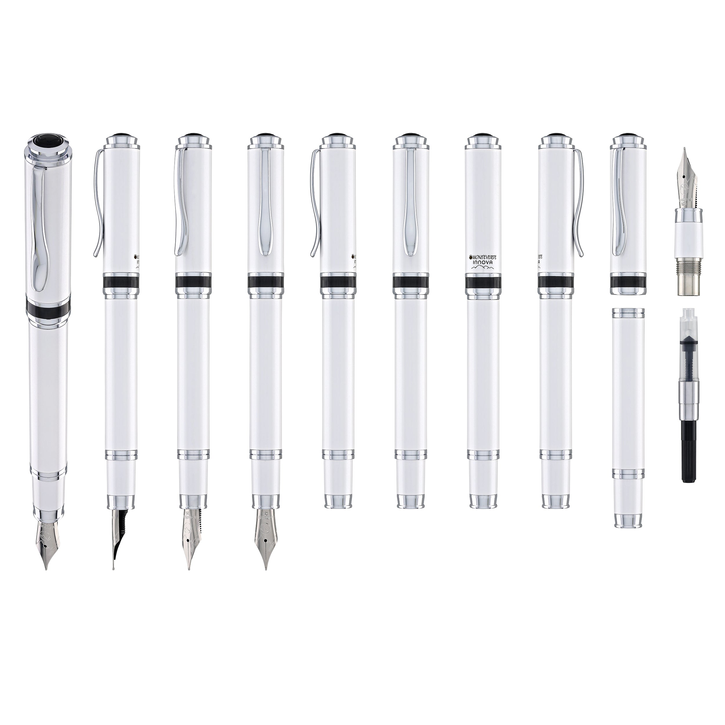 Monteverde Innova Fountain Pen in 2026 Cloud Dancer in Chrome Trim