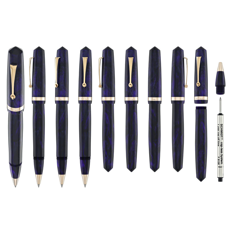 OMAS Studio Rollerball Pen in Ametista Profondo with Rose Gold Trim