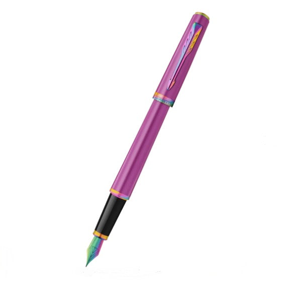 Parker Meridian Fountain Pen in Grape Lacquer with Rainbow Trim
