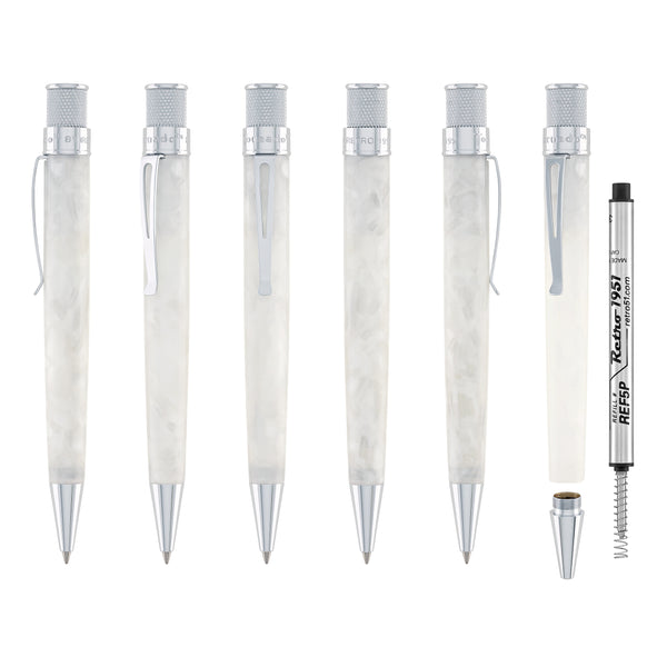 Retro 51 Vault Tornado Acrylic Rollerball Pen in Opal White Rollerball Pen