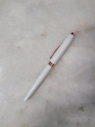 Misfit Item 0001 Cross Foundry Rollerball Pen in Pearl White Lacquer with Rose Gold Appointments