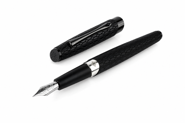 Diplomat Cobra Fountain Pen in Matte Black Guilloche