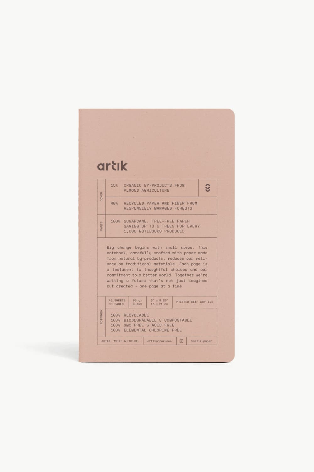 Artik Pack Of 2 Singer Sewn Notebooks in Almond Notebooks Journals