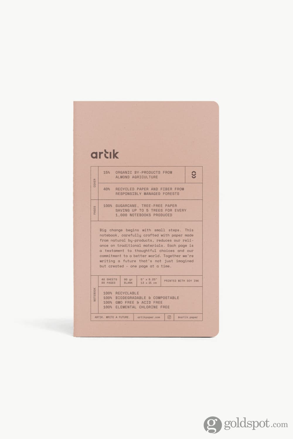 Artik Pack Of 2 Singer Sewn Notebooks in Almond Blank Notebooks Journals
