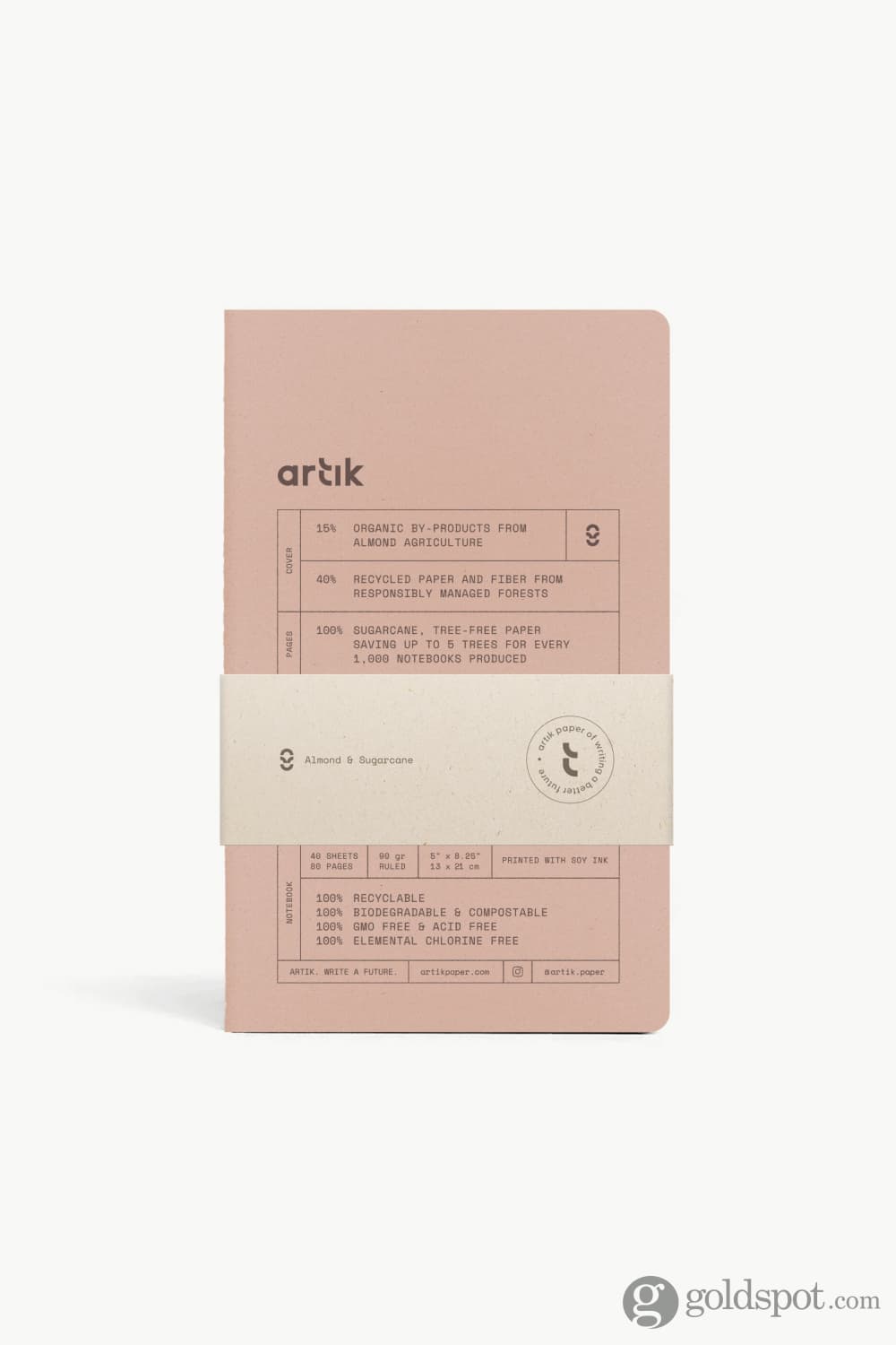 Artik Pack Of 2 Singer Sewn Notebooks in Almond Lined Notebooks Journals