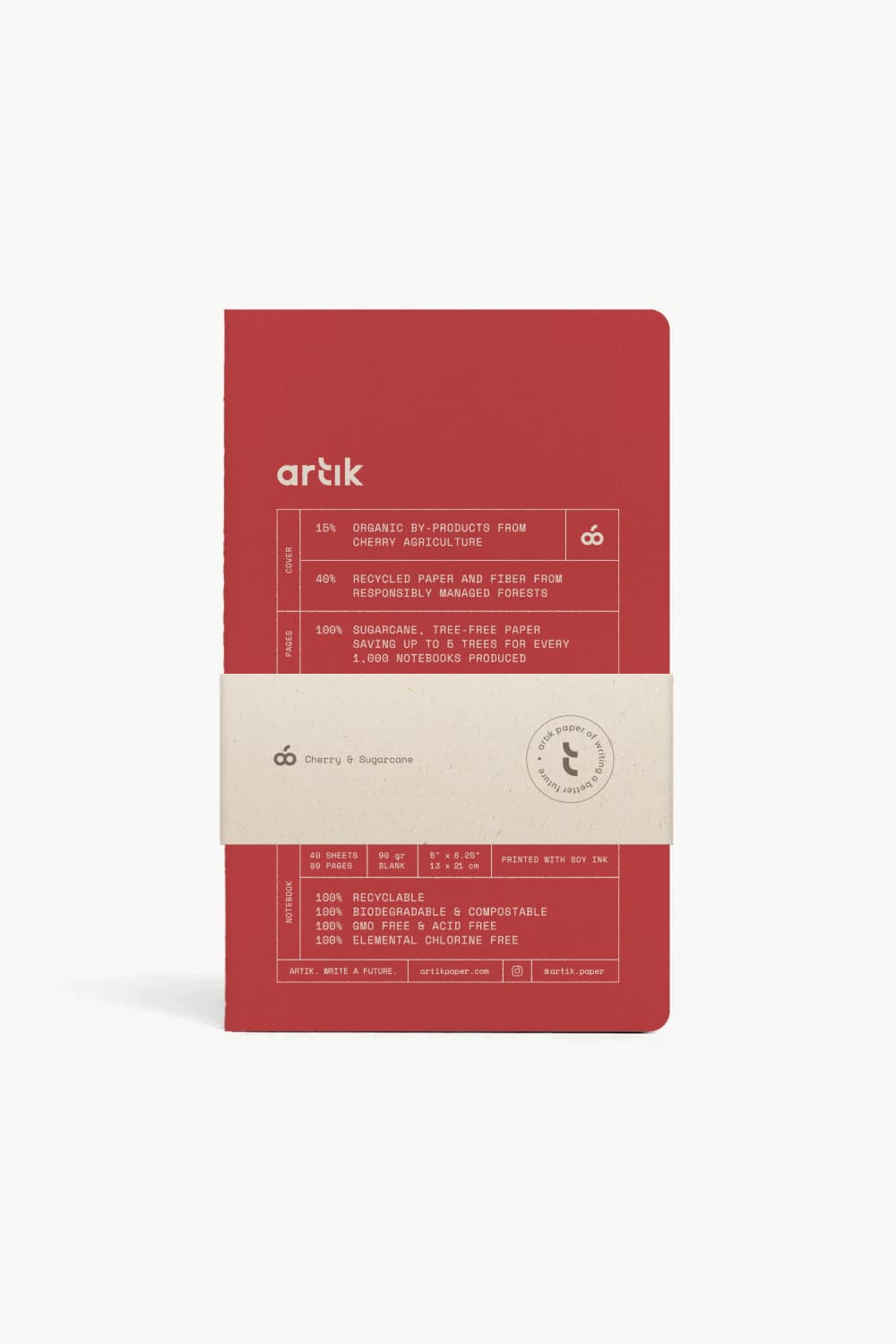 Artik Pack Of 2 Singer Sewn Notebooks in Cherry Notebooks Journals