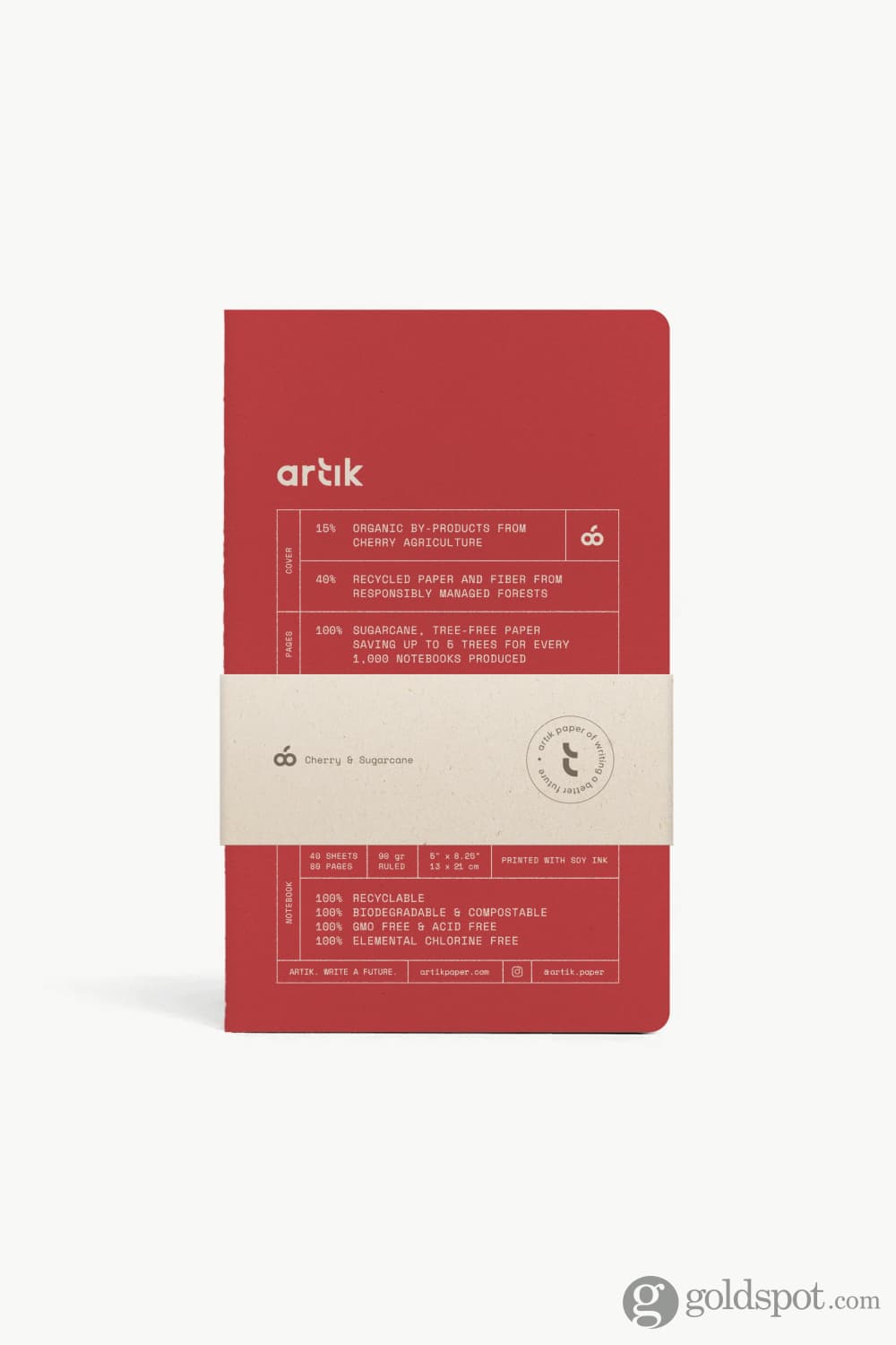 Artik Pack Of 2 Singer Sewn Notebooks in Cherry Lined Notebooks Journals