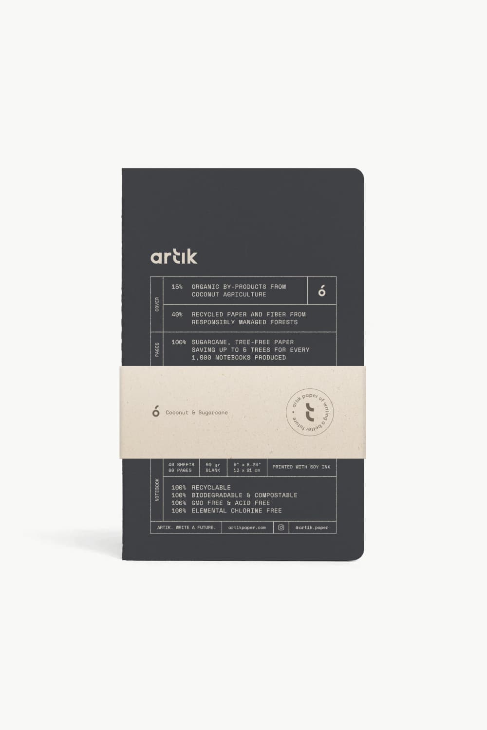 Artik Pack Of 2 Singer Sewn Notebooks in Coconut Notebooks Journals