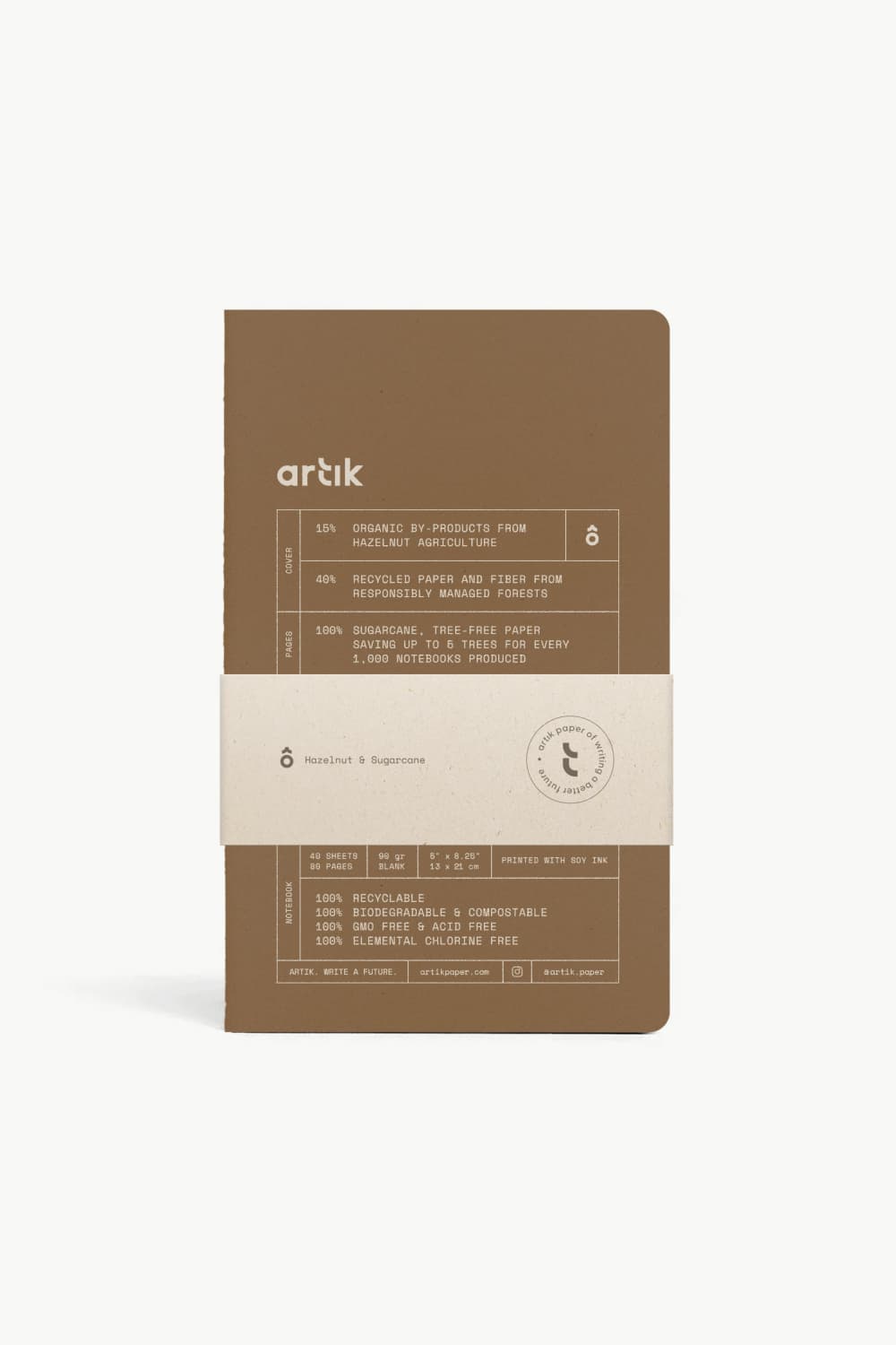 Artik Pack Of 2 Singer Sewn Notebooks in Hazelnut Notebooks Journals