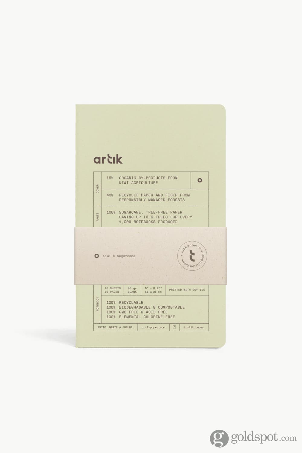 Artik Pack Of 2 Singer Sewn Notebooks in Kiwi Blank Notebooks Journals