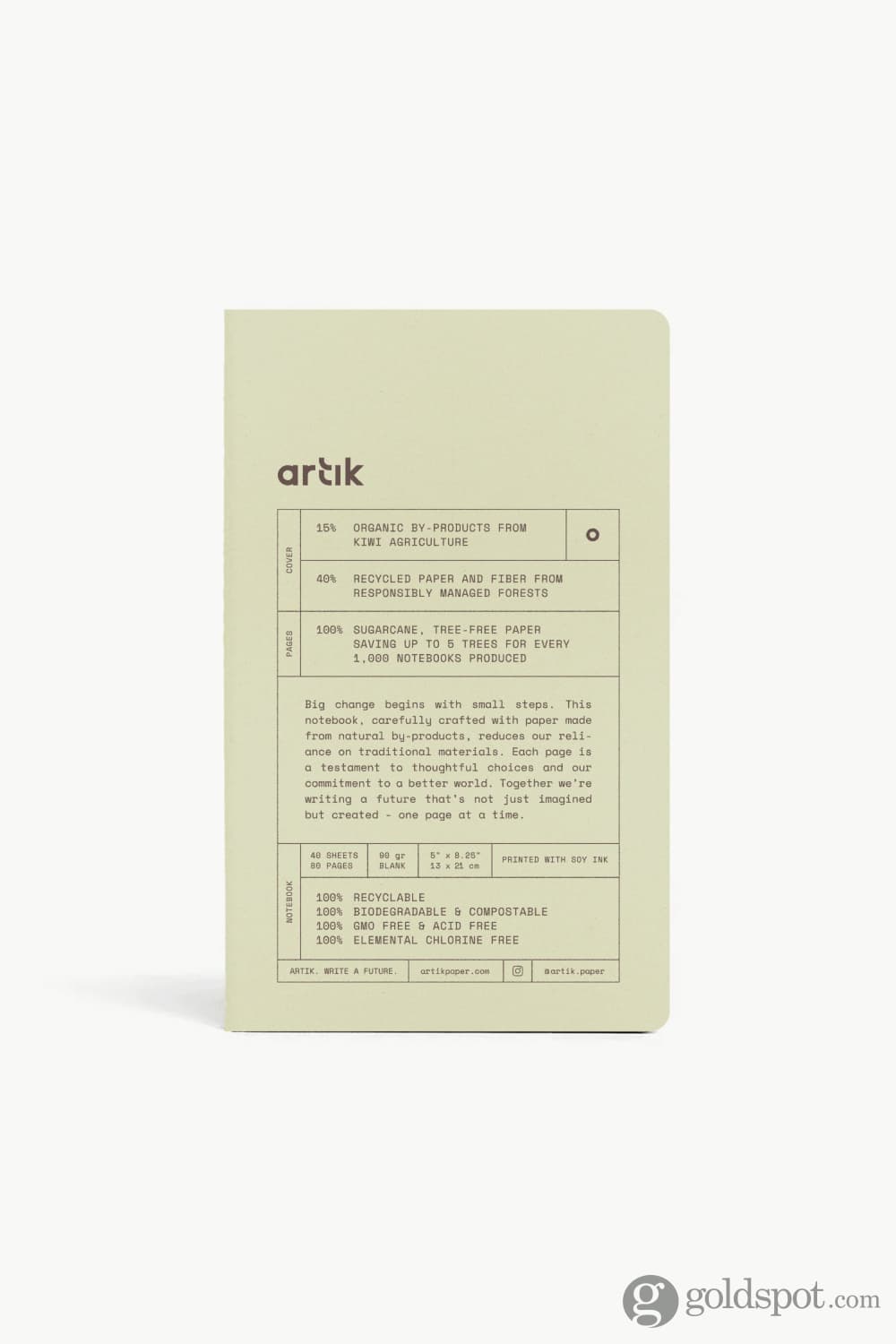 Artik Pack Of 2 Singer Sewn Notebooks in Kiwi Notebooks Journals