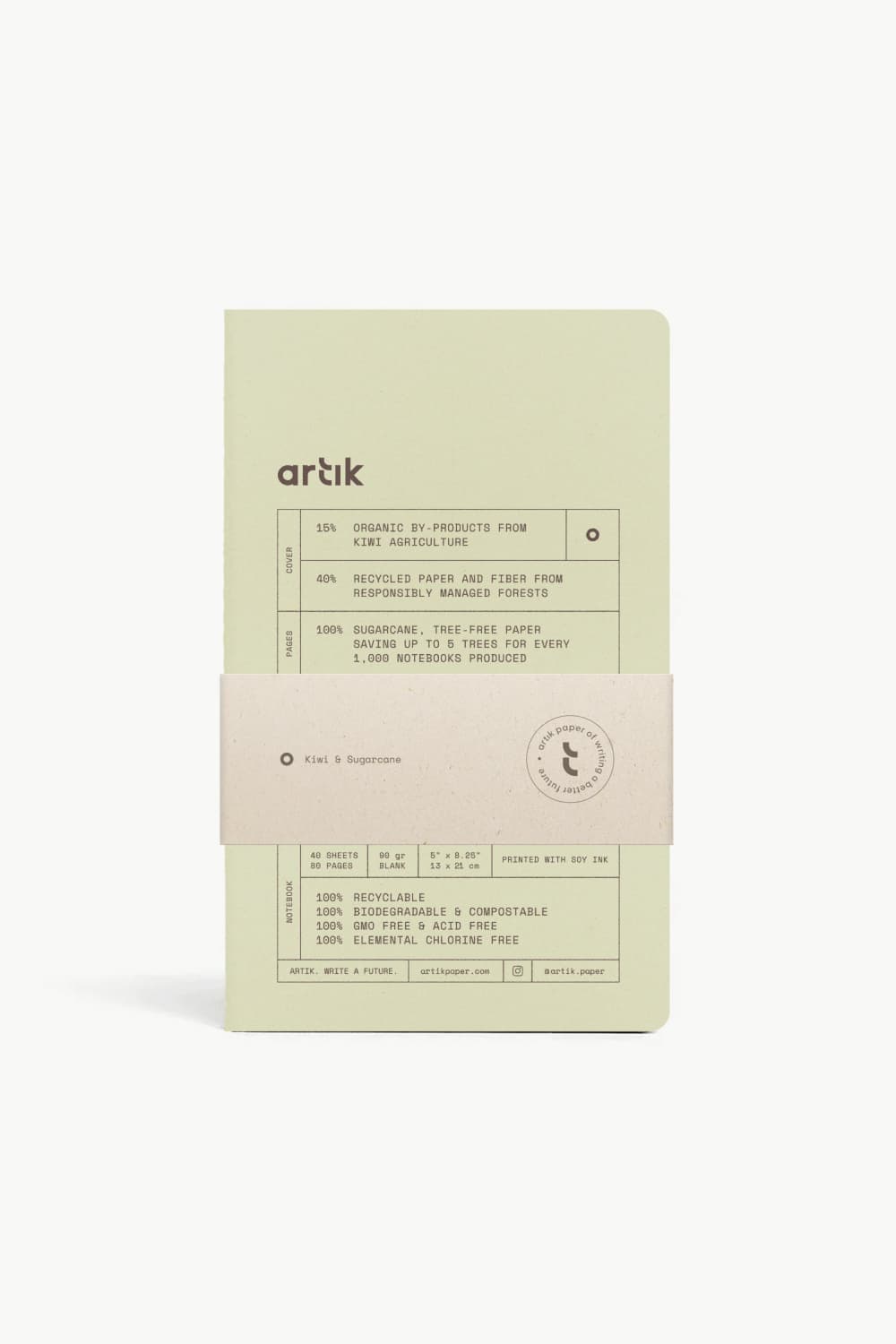 Artik Pack Of 2 Singer Sewn Notebooks in Kiwi Notebooks Journals