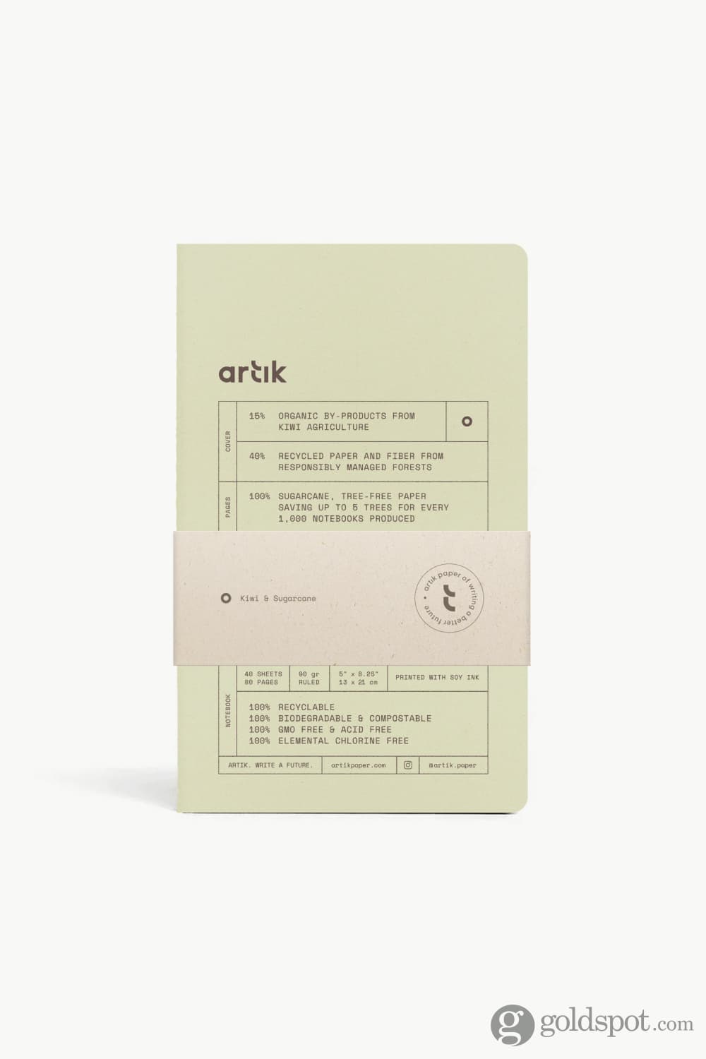 Artik Pack Of 2 Singer Sewn Notebooks in Kiwi Lined Notebooks Journals