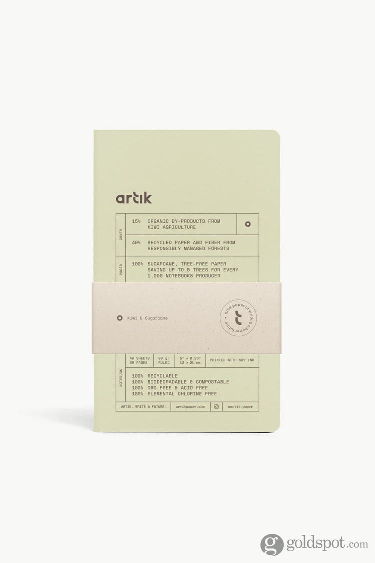 Artik Pack Of 2 Singer Sewn Notebooks in Kiwi Lined Notebooks Journals