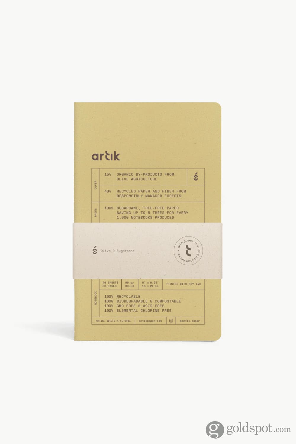 Artik Pack Of 2 Singer Sewn Notebooks in Olive Lined Notebooks Journals