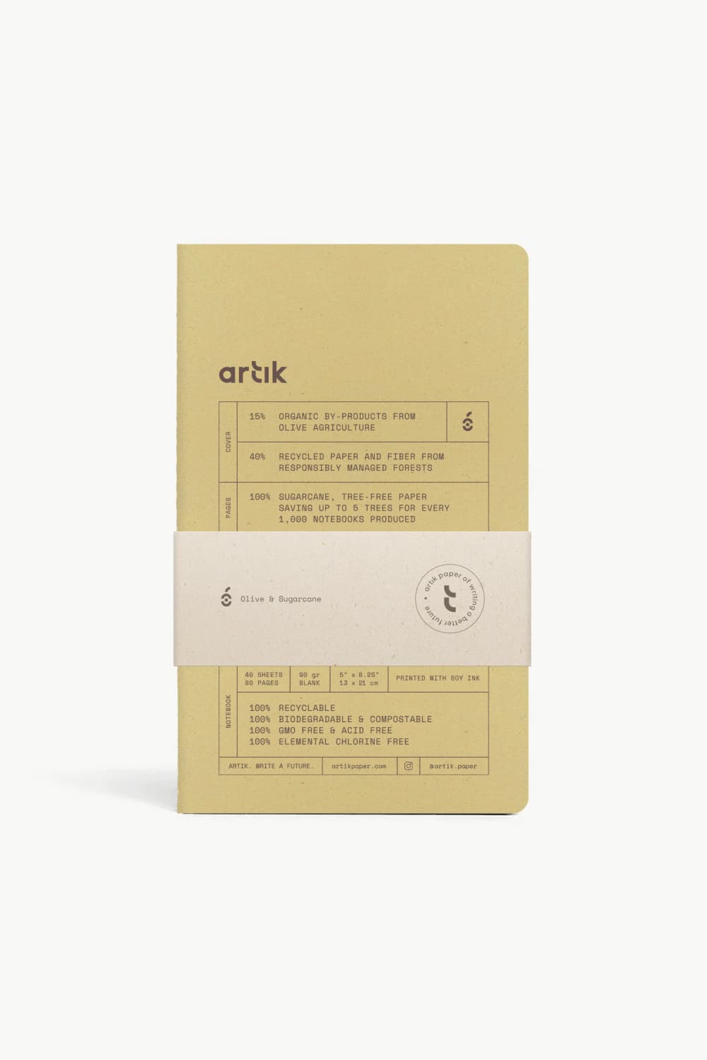 Artik Pack Of 2 Singer Sewn Notebooks in Olive Notebooks Journals