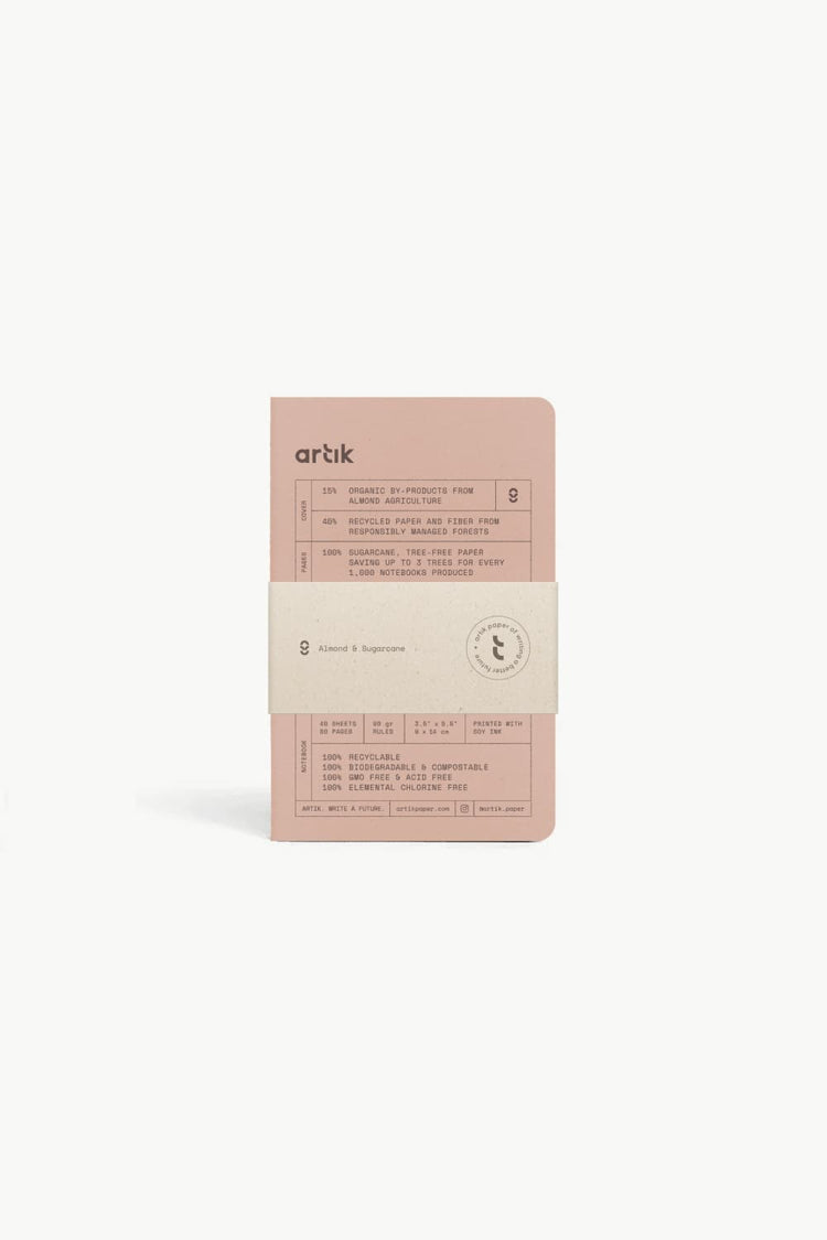 Artik Pack Of 3 Pocket Singer Sewn Notebooks in Almond Notebooks Journals