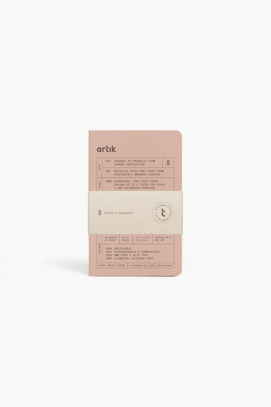 Artik Pack Of 3 Pocket Singer Sewn Notebooks in Almond