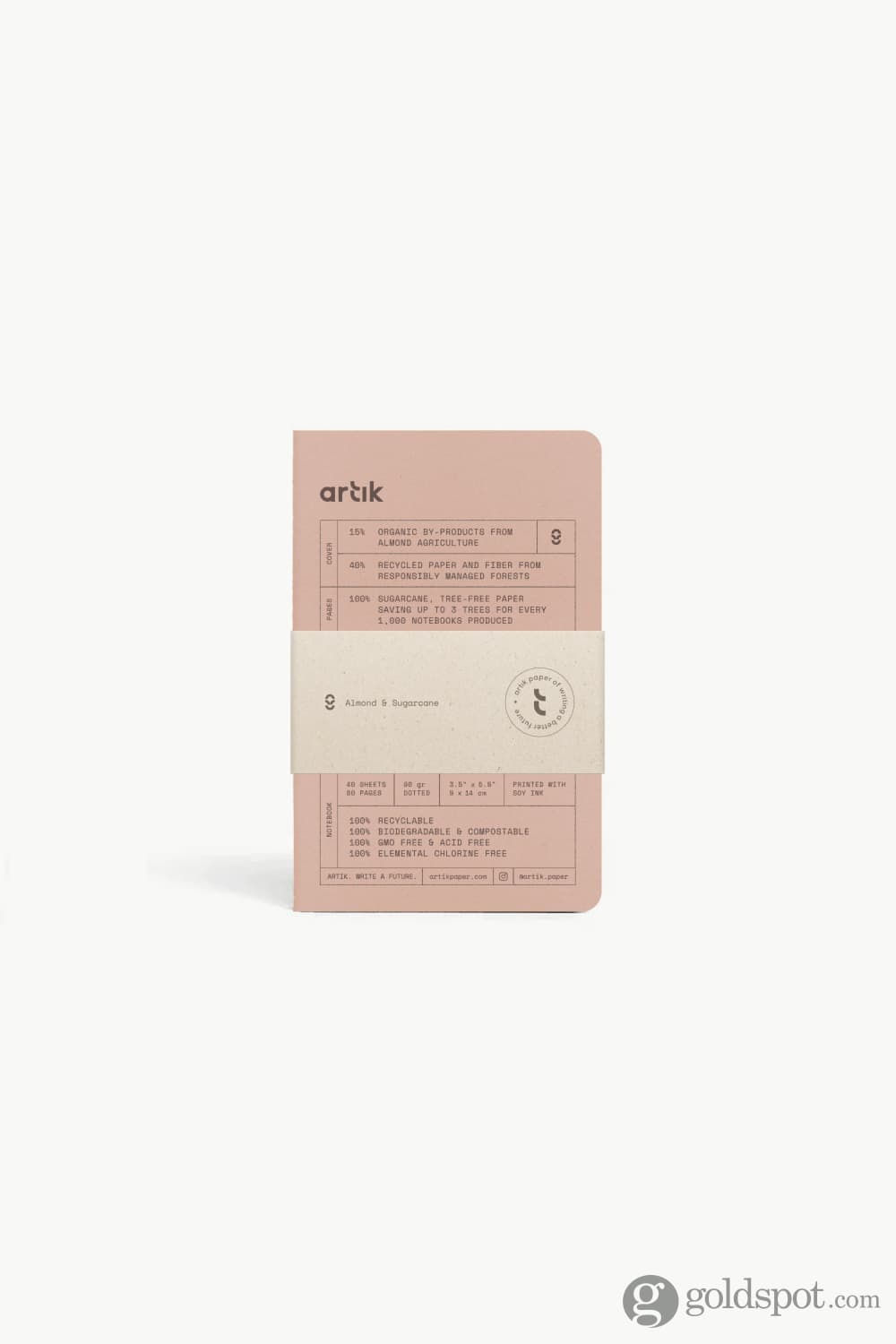 Artik Pack Of 3 Pocket Singer Sewn Notebooks in Almond Dotted Notebooks Journals