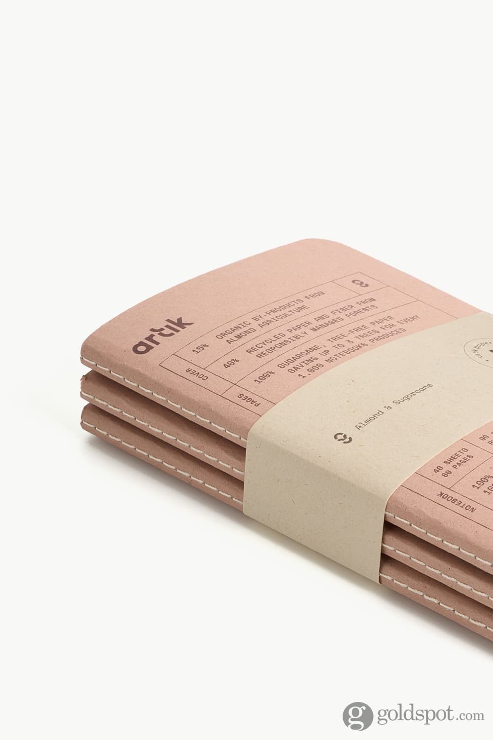 Artik Pack Of 3 Pocket Singer Sewn Notebooks in Almond Notebooks Journals
