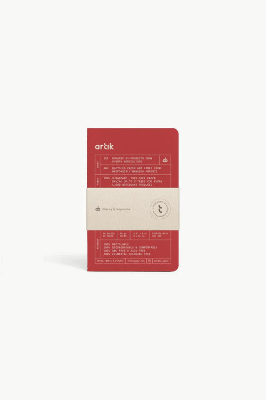 Artik Pack Of 3 Pocket Singer Sewn Notebooks in Cherry