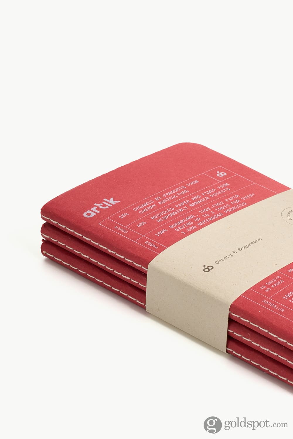 Artik Pack Of 3 Pocket Singer Sewn Notebooks in Cherry Notebooks Journals