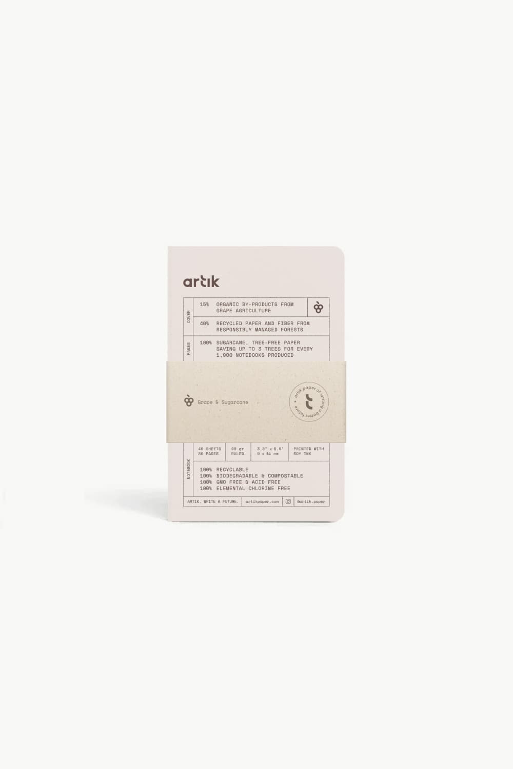 Artik Pack Of 3 Pocket Singer Sewn Notebooks in Grape Notebooks Journals