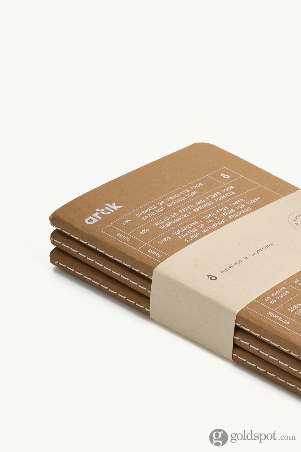 Artik Pack Of 3 Pocket Singer Sewn Notebooks in Hazelnut Notebooks Journals