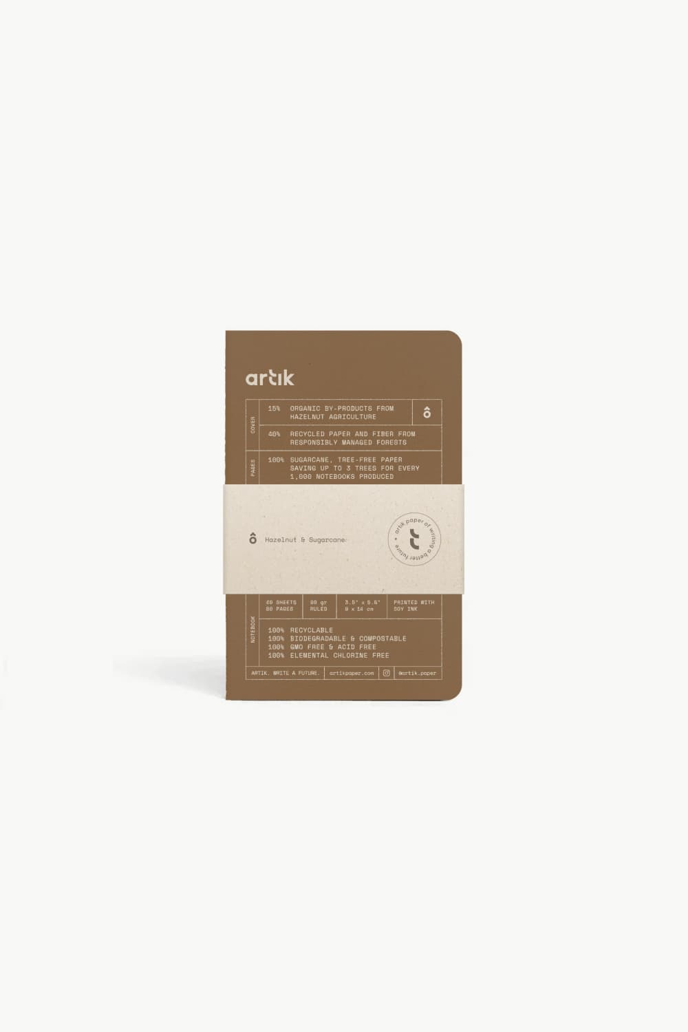 Artik Pack Of 3 Pocket Singer Sewn Notebooks in Hazelnut Notebooks Journals