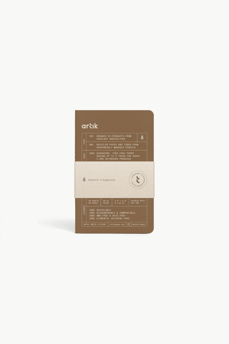 Artik Pack Of 3 Pocket Singer Sewn Notebooks in Hazelnut Notebooks Journals