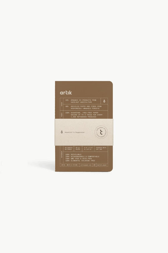 Artik Pack Of 3 Pocket Singer Sewn Notebooks in Hazelnut