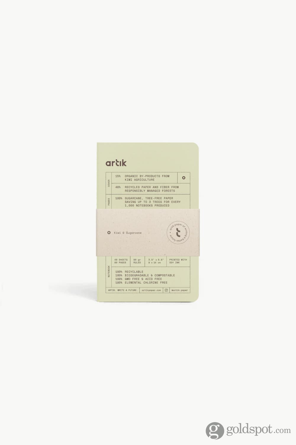 Artik Pack Of 3 Pocket Singer Sewn Notebooks in Kiwi Lined Notebooks Journals