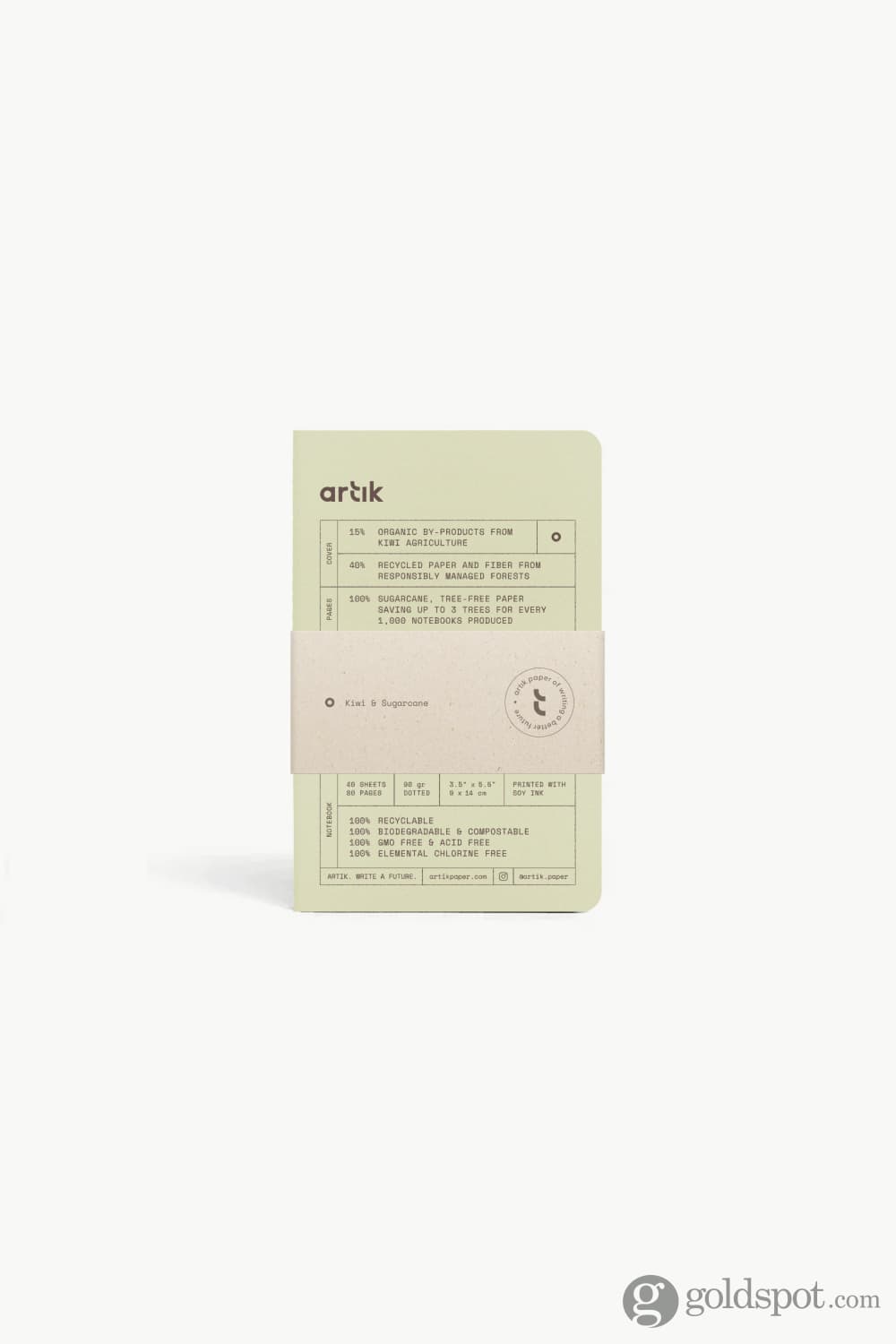 Artik Pack Of 3 Pocket Singer Sewn Notebooks in Kiwi Dotted Notebooks Journals