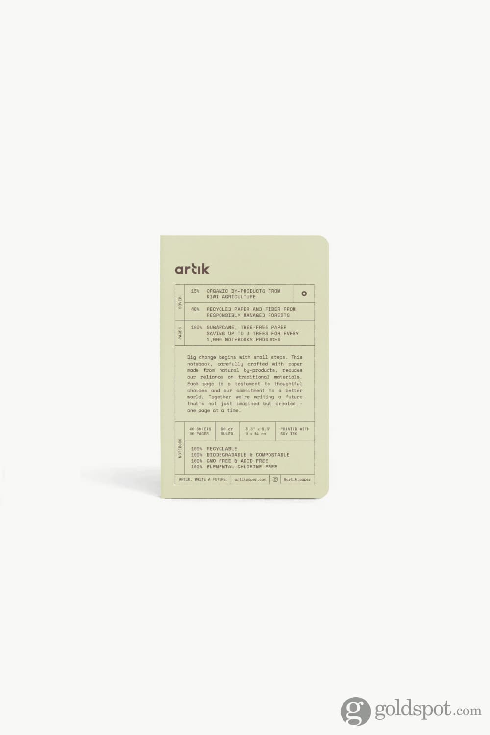 Artik Pack Of 3 Pocket Singer Sewn Notebooks in Kiwi Notebooks Journals