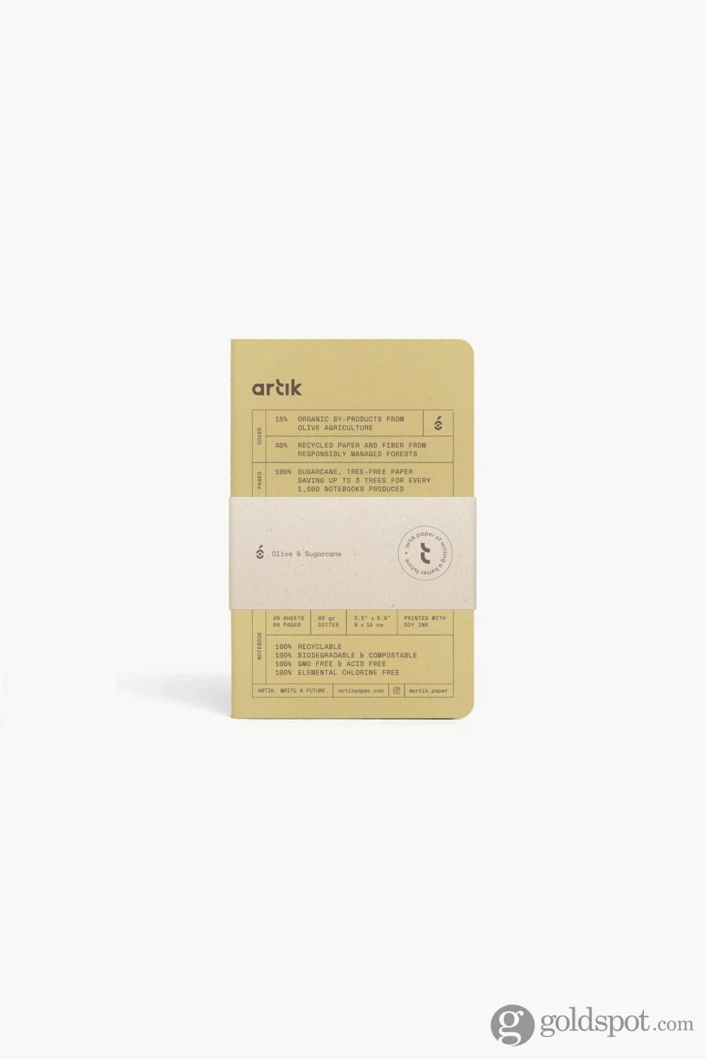 Artik Pack Of 3 Pocket Singer Sewn Notebooks in Olive Dotted Notebooks Journals