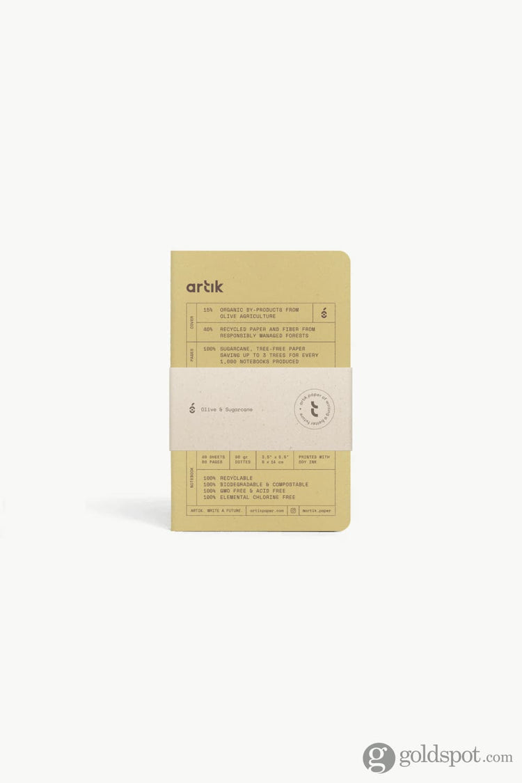 Artik Pack Of 3 Pocket Singer Sewn Notebooks in Olive Dotted Notebooks Journals