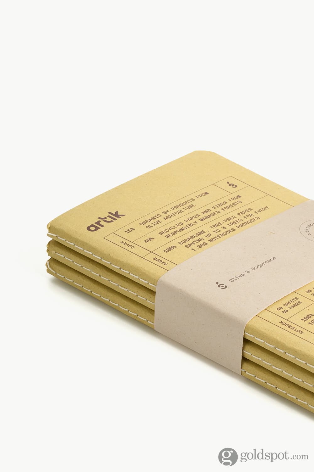 Artik Pack Of 3 Pocket Singer Sewn Notebooks in Olive Notebooks Journals