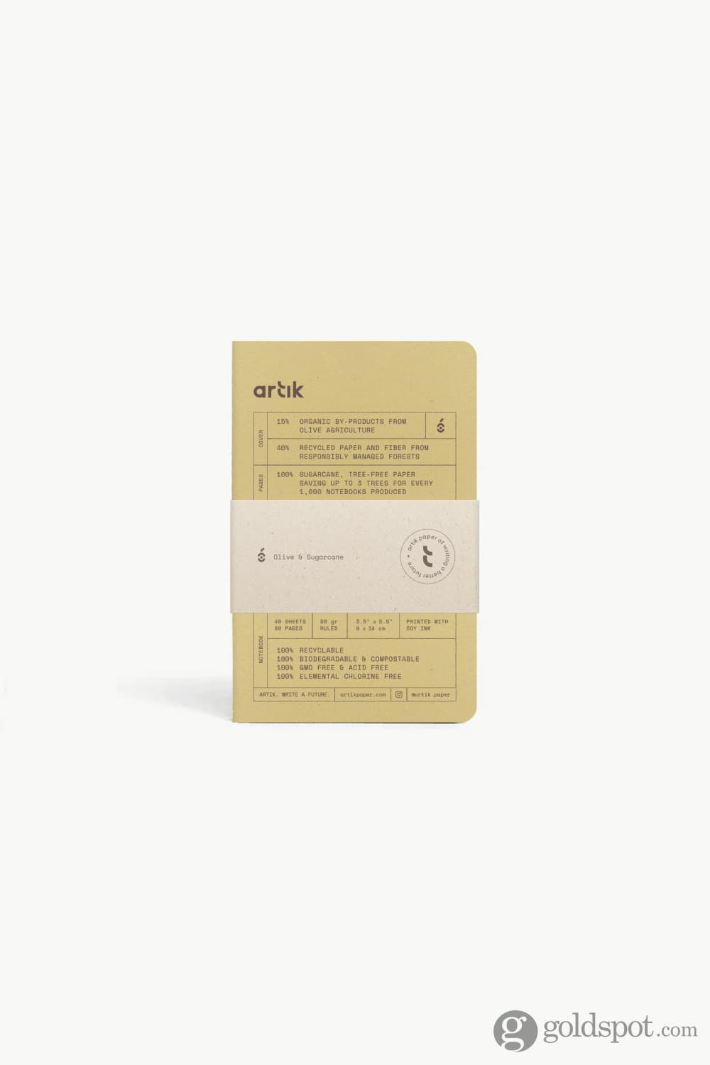 Artik Pack Of 3 Pocket Singer Sewn Notebooks in Olive Lined Notebooks Journals