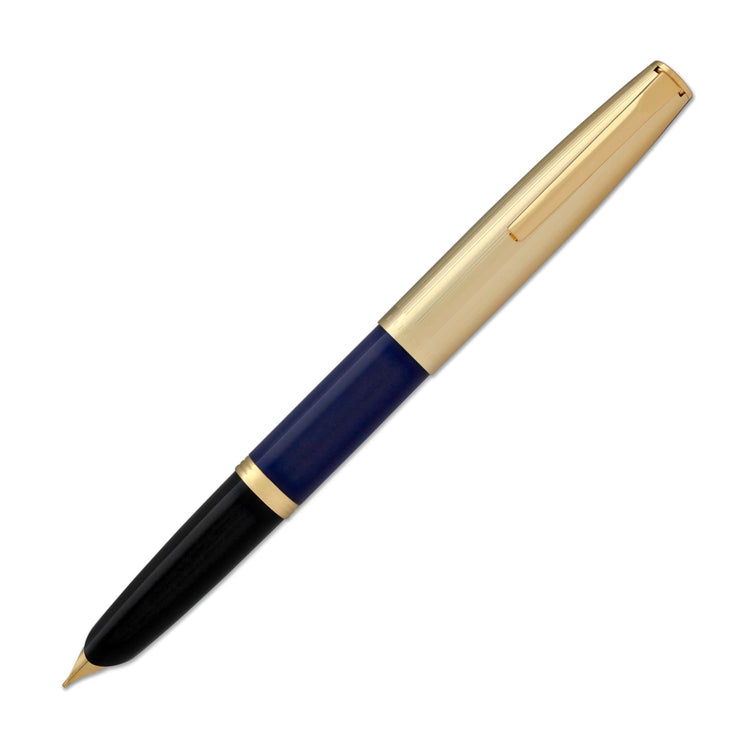 Aurora Duo Cart Fountain Pen - Dark Blue Resin with Gold Plated Cap Medium Point Fountain Pen