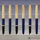 Aurora Duo Cart Fountain Pen - Dark Blue Resin with Gold Plated Cap Medium Point Fountain Pen