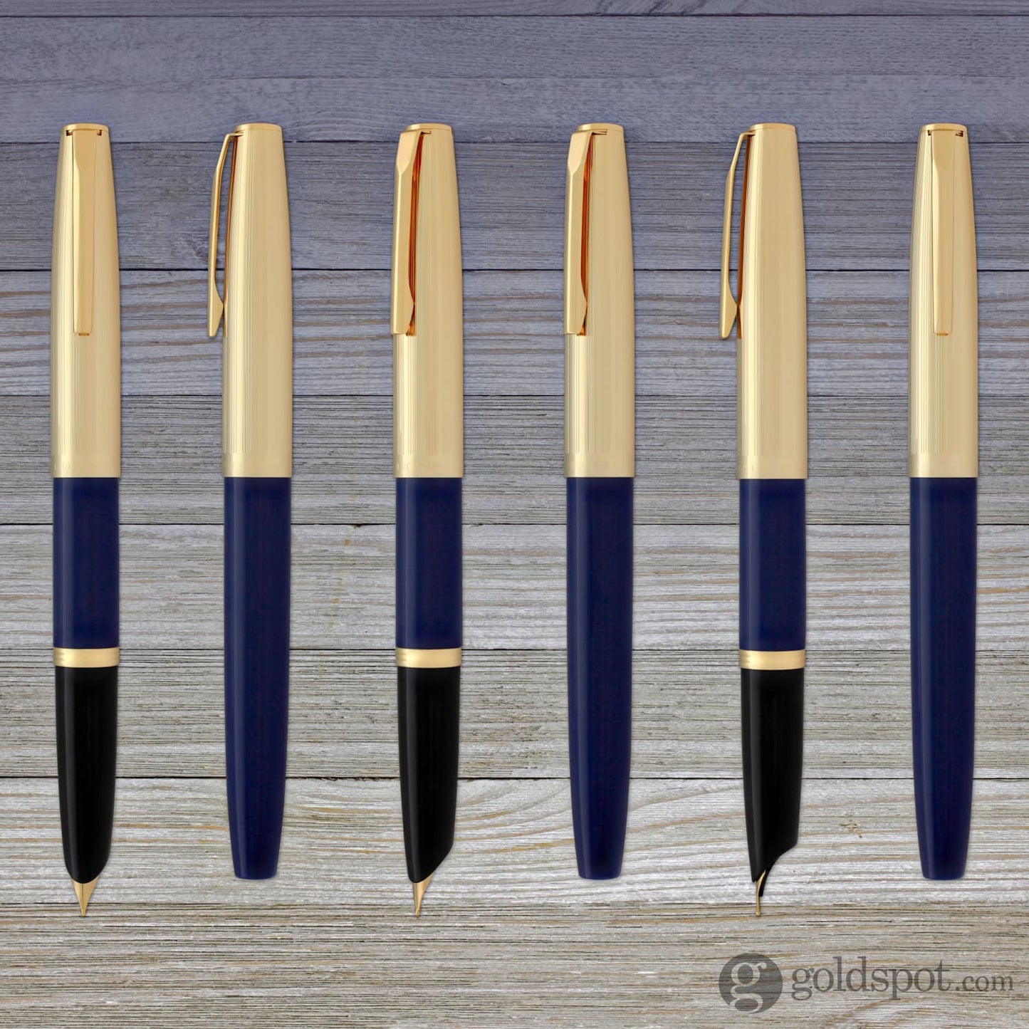 Aurora Duo Cart Fountain Pen - Dark Blue Resin with Gold Plated Cap Medium Point Fountain Pen