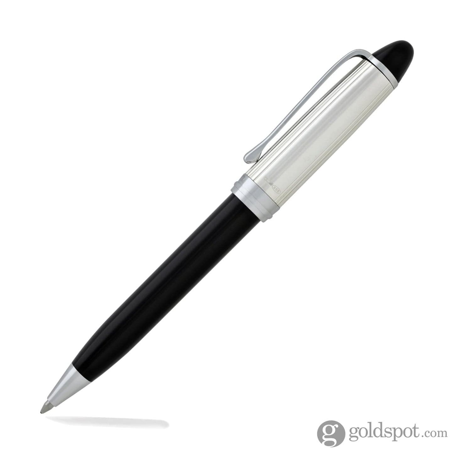 Aurora Ipsilon Silver Ballpoint Pen in Black with Sterling Silver Cap Ballpoint Pen